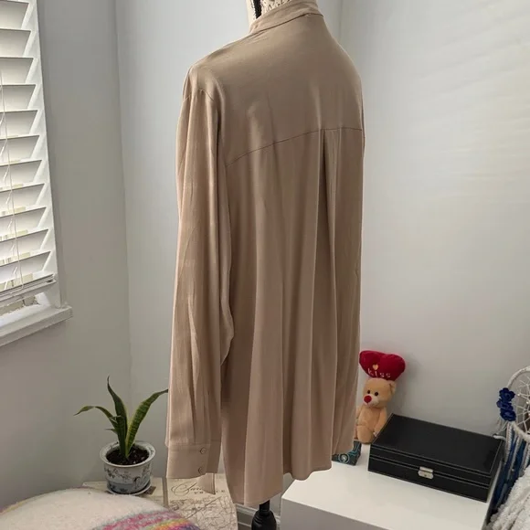 Eileen Fisher - Mandarin Collar Silk Button-Up Shirt - L - Picture 4 of 11